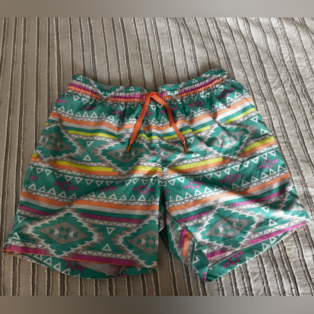 Chubbies Teal and White Patterned Shorts